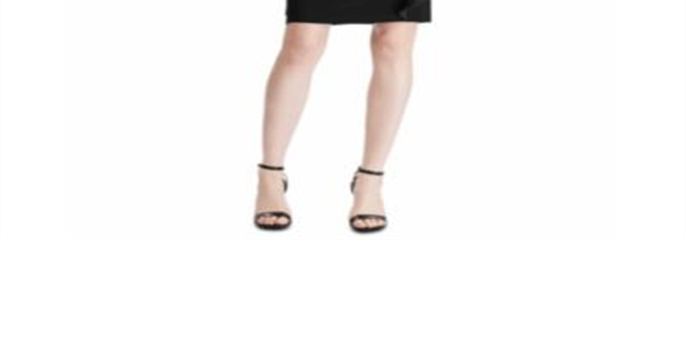 Vestido de festa Ralph Lauren feminino, com zíper, manga curta, decote em joia, acima do joelho, justo, preto, tamanho 12, pequeno