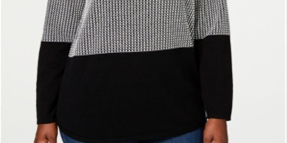 Karen Scott Suéter Feminino Texturizado Algodão Colorblock Preto Tamanho X-S