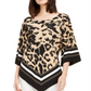 Blusa feminina Alfani com estampa de leopardo e manga dolman, marrom, tamanho médio