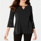 JM Collection Top de crepe feminino com detalhe de corrente, preto, tamanho pequeno