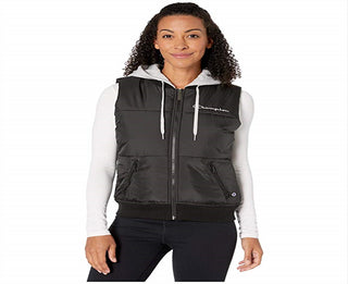 Colete acolchoado Champion Athletics Stadium feminino, preto, tamanho X-S