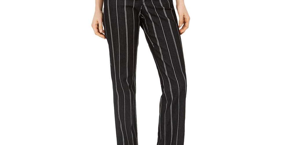 Calça jeans feminina Charter Club com listras pretas, tamanho 18