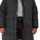 Casaco acolchoado com capuz e acabamento em pele sintética Maralyn &amp; Me feminino júnior plus size, preto, tamanho 1X