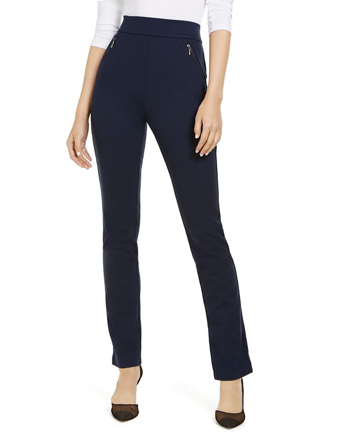 Calça feminina com bolso e zíper INC International Concepts, azul, tamanho 8