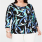 JM Collection Top Feminino Plus Size Estampado Jacquard Preto Tamanho 0X