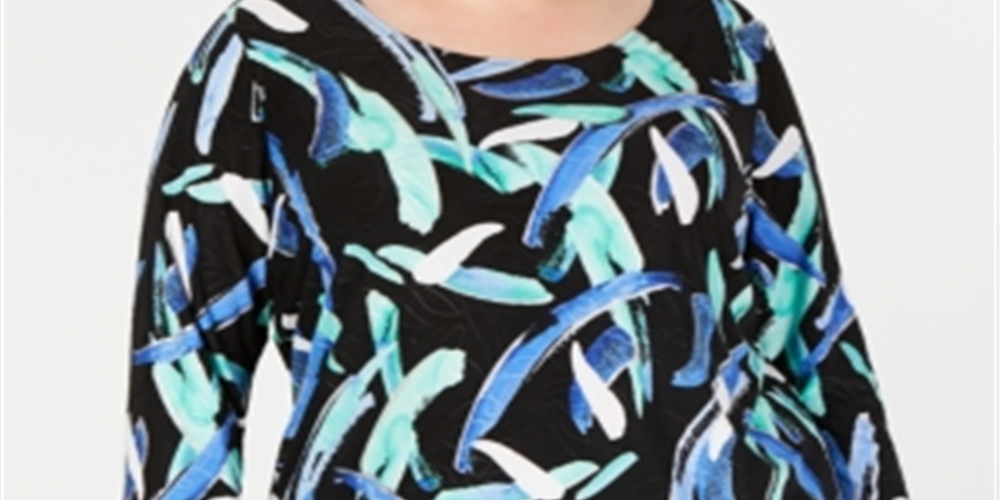 JM Collection Top Feminino Plus Size Estampado Jacquard Preto Tamanho 0X