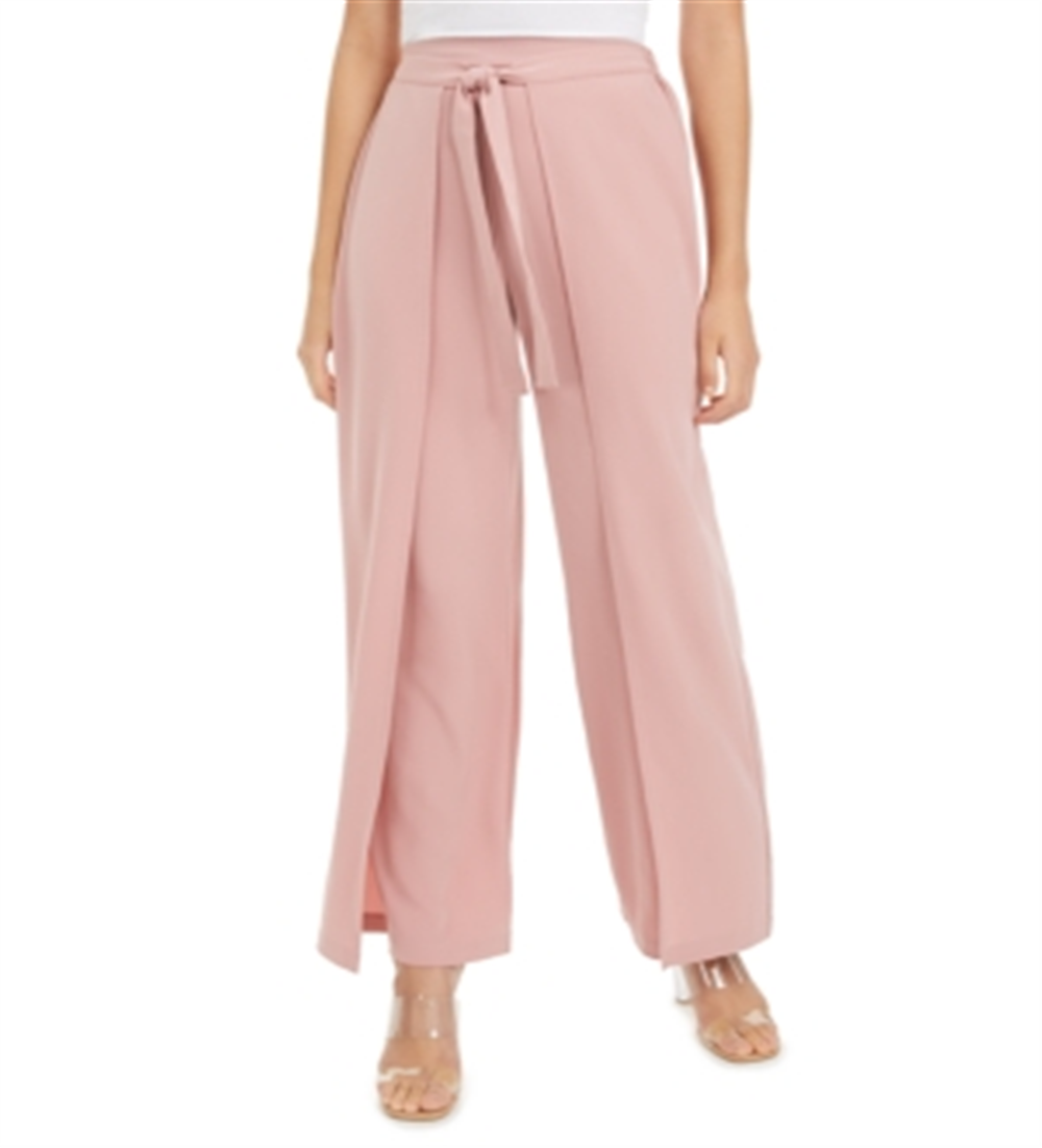 Calça feminina Bar III com amarração frontal e perna larga, rosa, tamanho XXS