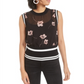Blusa feminina Bar III semitransparente com estampa floral, preta, tamanho grande