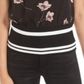 Blusa feminina Bar III semitransparente com estampa floral, preta, tamanho grande