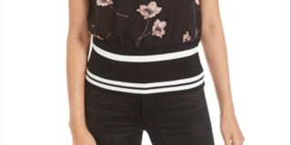 Blusa feminina Bar III semitransparente com estampa floral, preta, tamanho grande