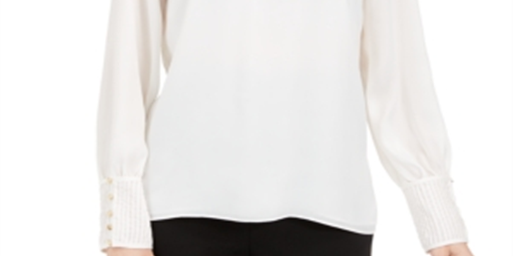 Blusa Calvin Klein Feminina com Punho e Botões, Branca, Tamanho Pequeno XS