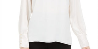 Blusa Calvin Klein Feminina com Punho e Botões, Branca, Tamanho Pequeno XS