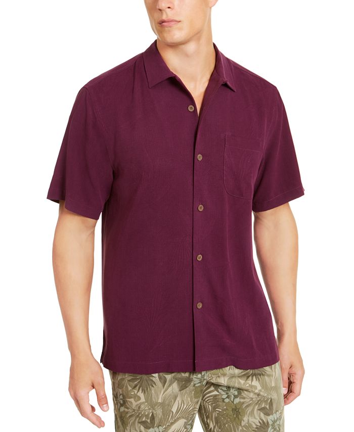 Camisa de seda Tommy Bahama Weekend Tropics masculina, roxa, tamanho XXXL