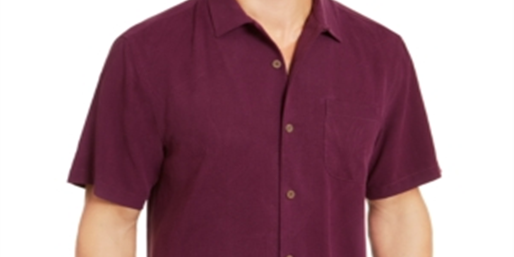Camisa de seda Tommy Bahama Weekend Tropics masculina, roxa, tamanho XXXL