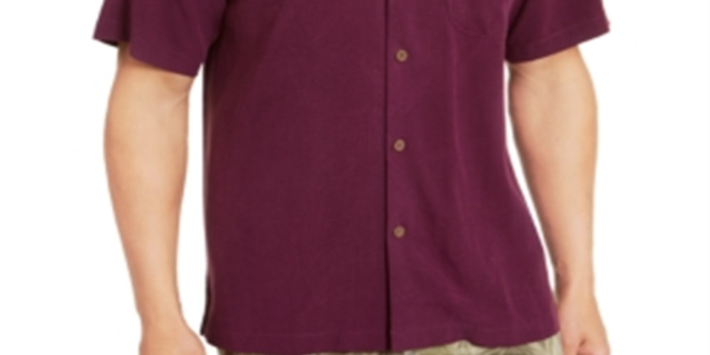Camisa de seda Tommy Bahama Weekend Tropics masculina, roxa, tamanho XXXL
