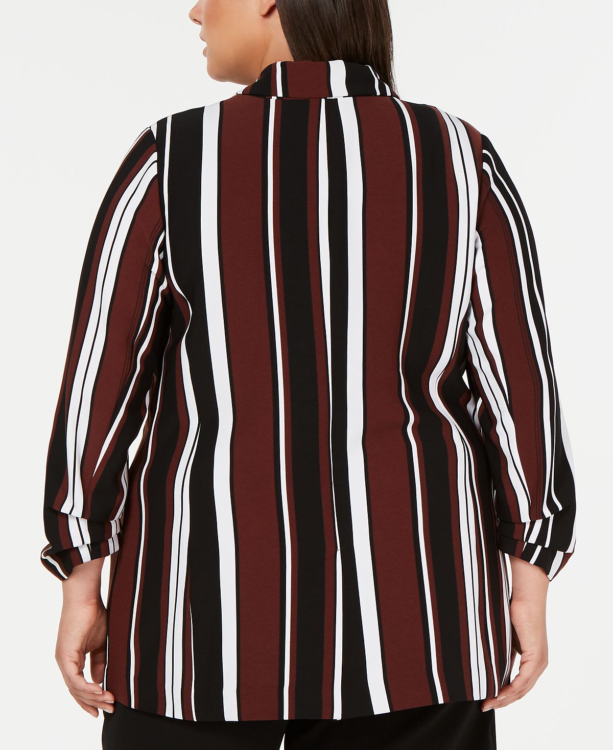 Blazer feminino Alfani Plus listrado de um botão para negócios, marrom, tamanho 1X