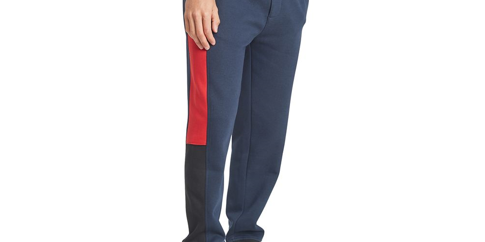 Calça de moletom Tommy Hilfiger Colorblocked Masculina Azul Escuro Tamanho XXL