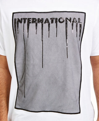 Camisa casual masculina INC Plus Big and Tall com gola redonda e detalhes embelezados, branca, tamanho 3XB