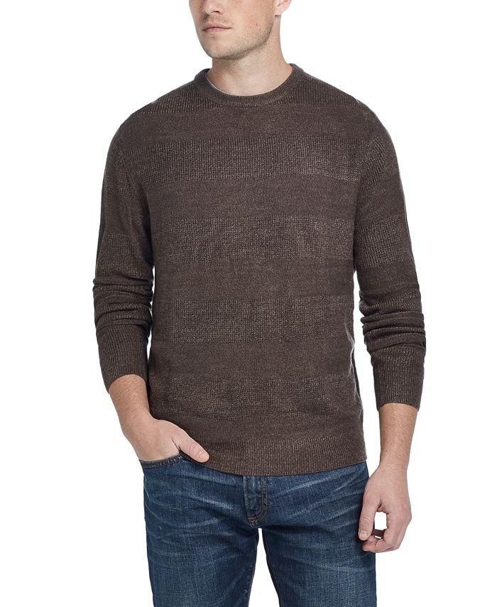 Suéter masculino listrado vintage à prova de intempéries com gola redonda, vermelho, tamanho médio