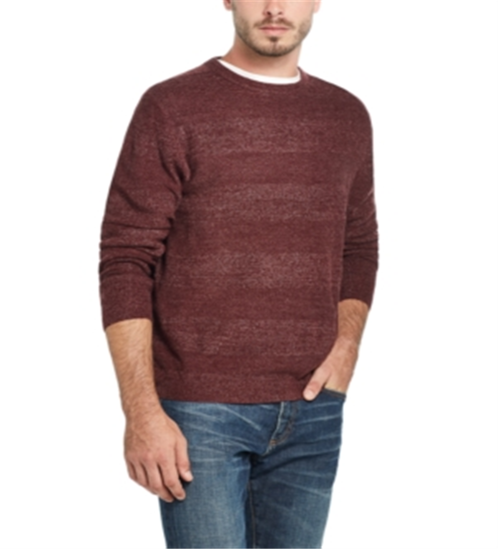 Suéter masculino listrado vintage à prova de intempéries com gola redonda, vermelho, tamanho médio