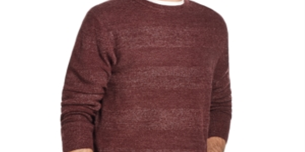 Suéter masculino listrado vintage à prova de intempéries com gola redonda, vermelho, tamanho médio