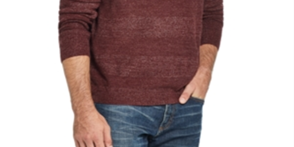 Suéter masculino listrado vintage à prova de intempéries com gola redonda, vermelho, tamanho médio