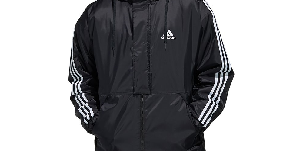 Jaqueta Adidas Masculina com Isolamento Repelente de Água, Preta, Tamanho Grande