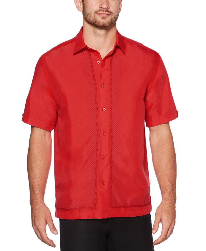 Camisa esportiva masculina Cubavera Big &amp; Tall com painel inserido, vermelha, tamanho 2X