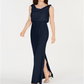 Vestido feminino Adrianna Papell Bluson com decote canoa, azul, tamanho 18