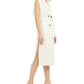Vestido trench coat feminino Marella sem mangas com cinto, branco, tamanho 14
