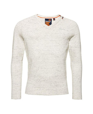 Suéter de algodão com detalhes Superdry masculino, branco, tamanho grande