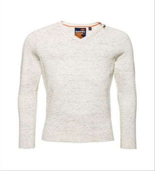Suéter de algodão com detalhes Superdry masculino, branco, tamanho grande