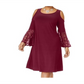 Vestido feminino RM Richards com decote redondo, ombro vazado, manga sino, comprimento até o joelho, plus size roxo 20W