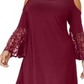 Vestido feminino RM Richards com decote redondo, ombro vazado, manga sino, comprimento até o joelho, plus size roxo 20W