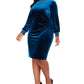 Vestido tubinho de veludo plus size Jessica Howard feminino, azul, tamanho 24W