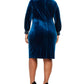 Vestido tubinho de veludo plus size Jessica Howard feminino, azul, tamanho 24W