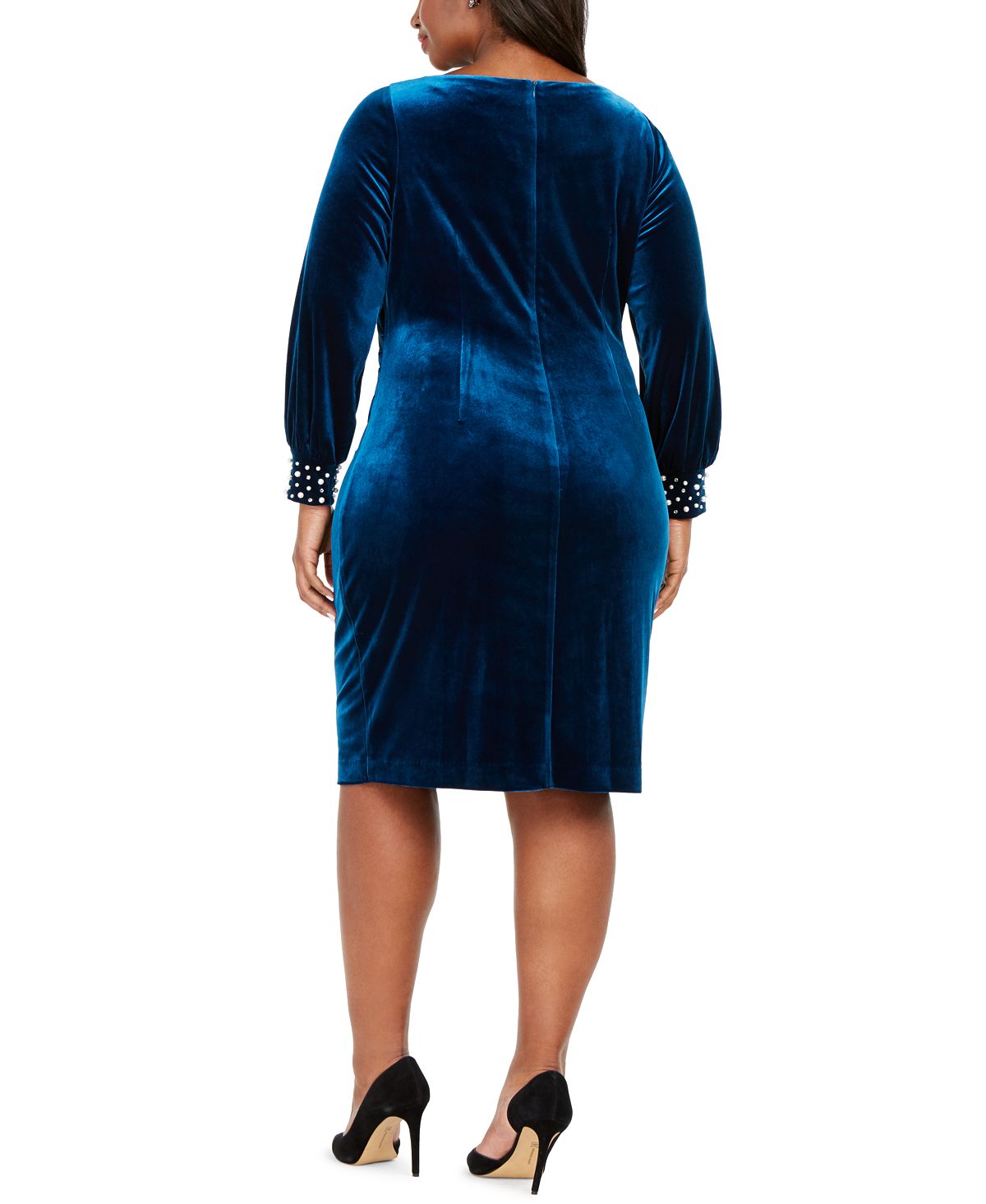Vestido tubinho de veludo plus size Jessica Howard feminino, azul, tamanho 24W