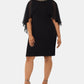 Vestido de coquetel feminino XSCAPE Plus com detalhes em capete, preto, tamanho 20W