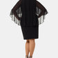 Vestido de coquetel feminino XSCAPE Plus com detalhes em capete, preto, tamanho 20W
