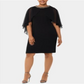 Vestido de coquetel feminino XSCAPE Plus com detalhes em capete, preto, tamanho 20W