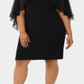 Vestido de coquetel feminino XSCAPE Plus com detalhes em capete, preto, tamanho 20W