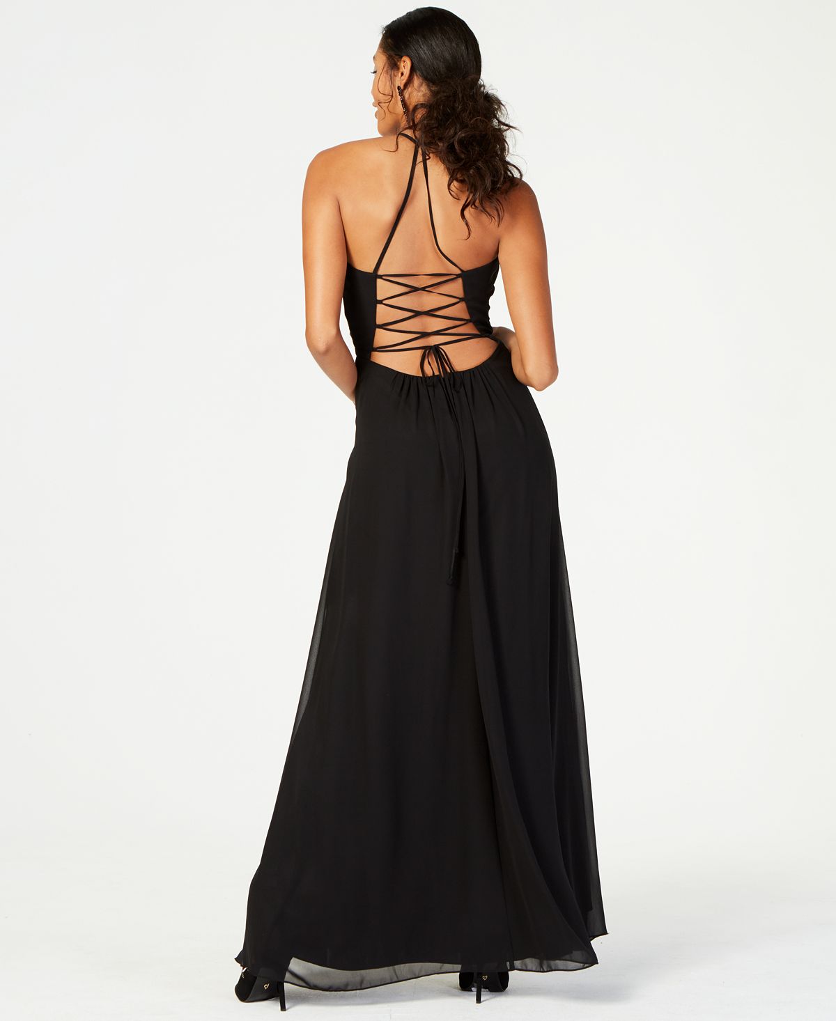 Vestido de noite feminino Nightway com bordado floral, sem mangas, decote em V, longo, justo, preto, tamanho 14, pequeno