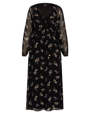 City Chic Women's Gentle Floral Dress Black Size 24W