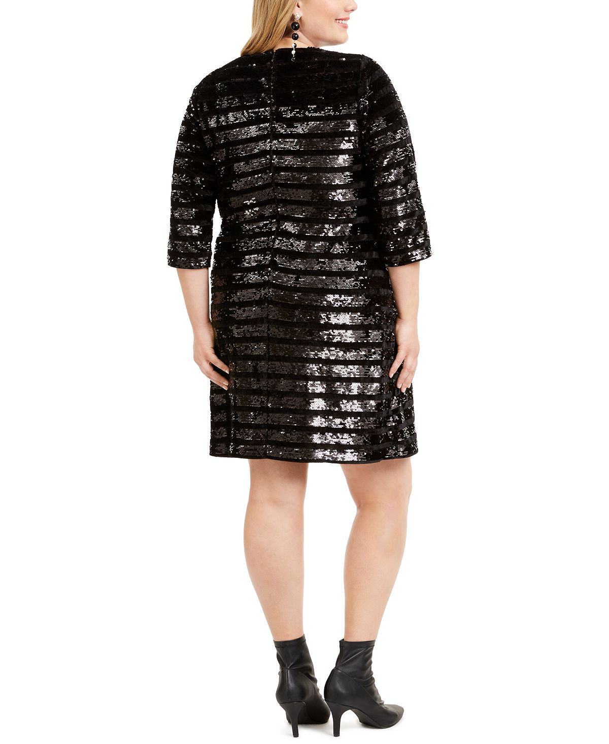 Vestido tubinho acima do joelho com lantejoulas da INC International Concepts para mulheres, preto, tamanho 0X