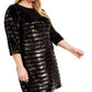 Vestido tubinho acima do joelho com lantejoulas da INC International Concepts para mulheres, preto, tamanho 0X