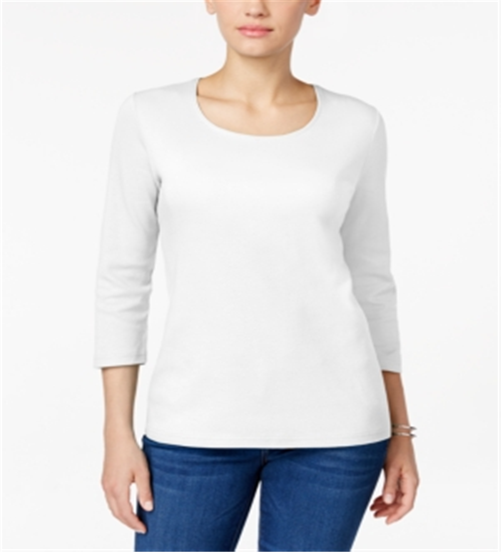 Karen Scott Blusa Feminina Gola Redonda Branca Tamanho X-S