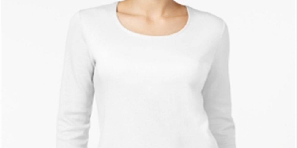 Karen Scott Blusa Feminina Gola Redonda Branca Tamanho X-S