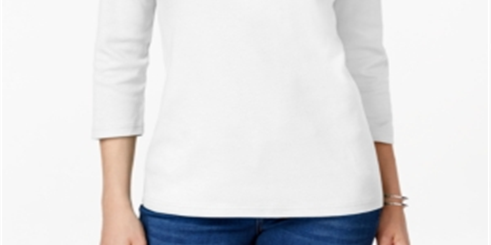 Karen Scott Blusa Feminina Gola Redonda Branca Tamanho X-S