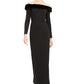 Vestido formal longo Calvin Klein feminino, manga comprida, preto, tamanho 6