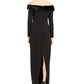 Vestido formal longo Calvin Klein feminino, manga comprida, preto, tamanho 6